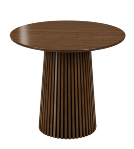 Table de bar Lewis à lamelles en chêne fumé avec pied en colonne - 90 x 105 cm