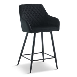 Carlo - tabouret de bar velours noir avec accoudoirs 65 cm