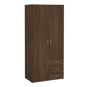 Malia armoire coloris chêne fumé 2 portes 3 tiroirs