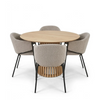Ensemble de table à manger – Harris ronde aspect chêne + 4 chaises Carolina en bouclé beige
