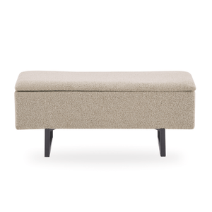 Malika Banc avec rangement en bouclé beige 95x35x42 cm