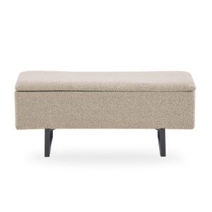 Malika Banc avec rangement en bouclé beige 95x35x42 cm