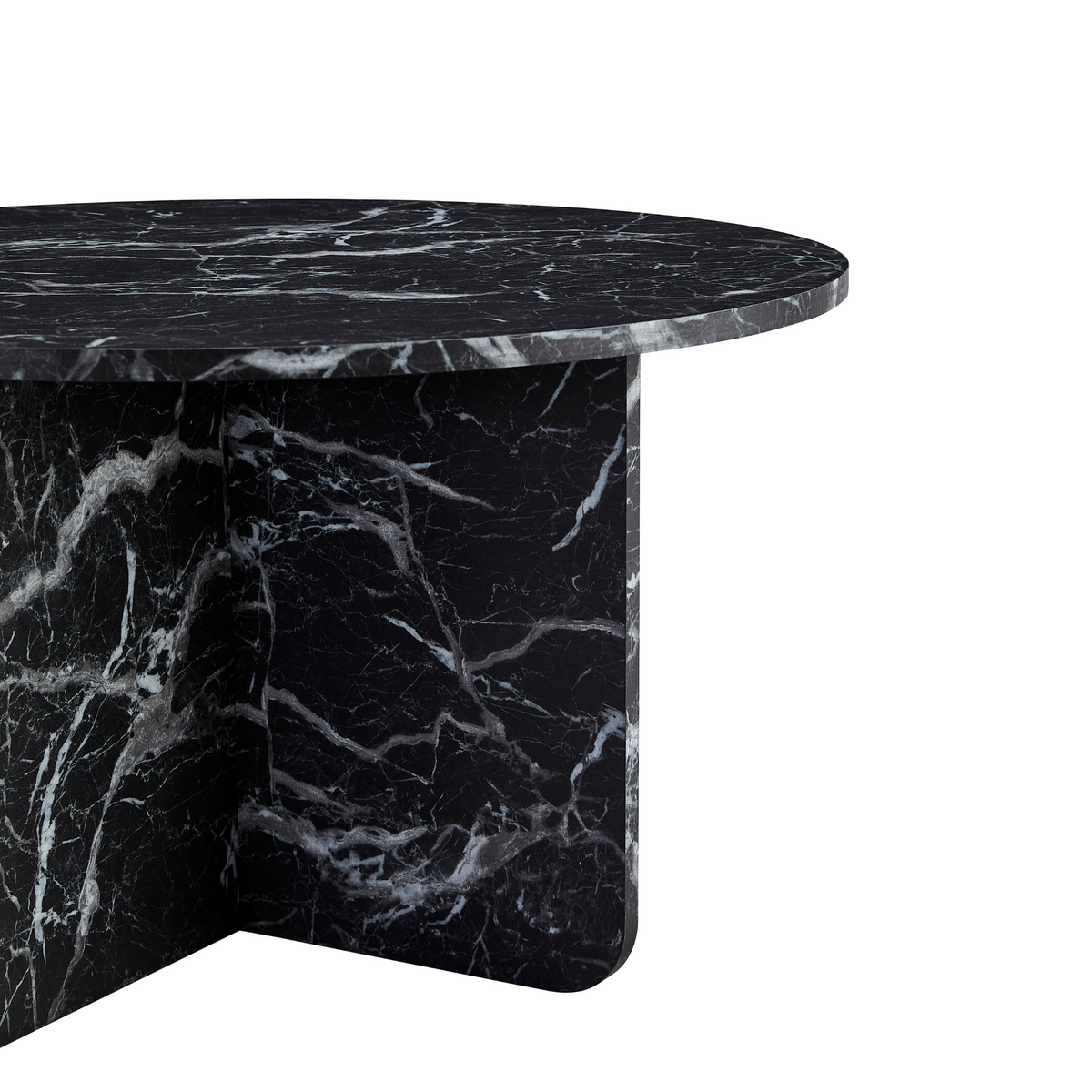 ALMA Table basse marbre noir de Khénifra et métal doré