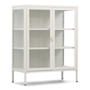 Herman - Meuble bar/vitrine en verre - Métal beige 80 x 40 x 105 cm