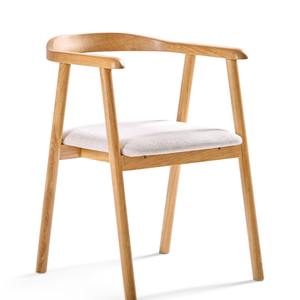 Jocelyn - Chaise de salle à manger en chêne avec assise en tissu beige