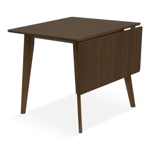 Ezra - Table de salle à manger pliante en chêne fumé avec rallonges en placage chêne laqué - 80/120 x 80 cm