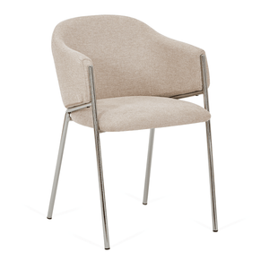 Carolina chaise de salle à manger en bouclé beige avec pieds chrome