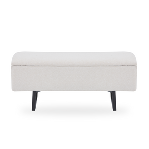 Malika Banc avec rangement en bouclé blanc 95x35x42 cm