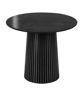 Table de bar Lewis à lamelles, noire, avec pied en colonne - 90 x 105 cm