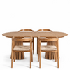 Ensemble de salle à manger – Table à rallonges Lewis à lamelles en placage de chêne + 4 chaises de salle à manger Tori avec assise tressée en chêne
