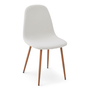Anna Chaise de salle à manger - boucle blanche avec pieds en aspect chêne