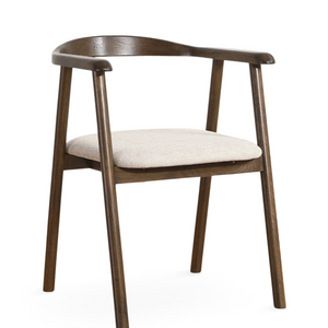 Jocelyn - Chaise de salle à manger en chêne fumé avec assise en tissu beige
