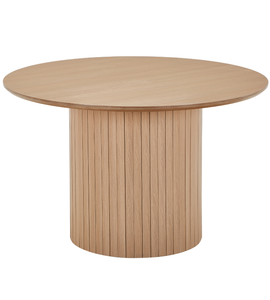 Table à manger Riccardo en mélaminé aspect chêne avec pieds en colonne Ø120 cm