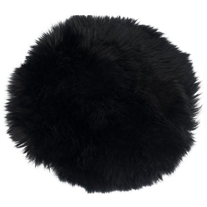 Coussin rond en agneau noir Ø35 cm Imitation