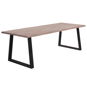 Esther - Table 200 x 95 cm en chêne blanc huilé avec pieds carrés (prête pour rallonges)