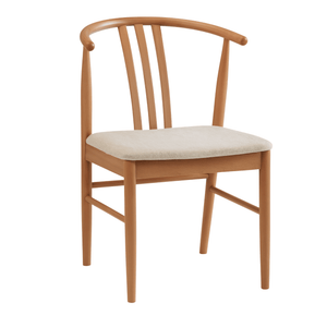 Lizzie Chaise de salle à manger en hêtre avec assise tapissée en beige