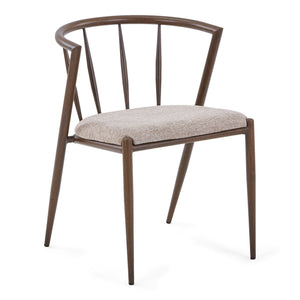 Bella Chaise de salle à manger - aspect chêne fumé avec assise tapissée sable