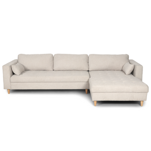 Brandy - Canapé d’angle avec méridienne réversible à droite et à gauche, beige L:290 x P:96 x H:80 cm