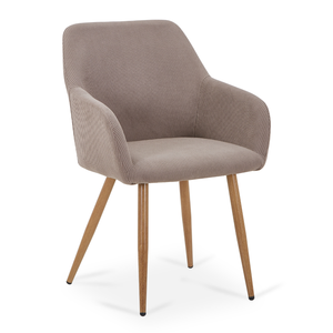 Jenna chaise de salle à manger - velours moka avec aspect chêne
