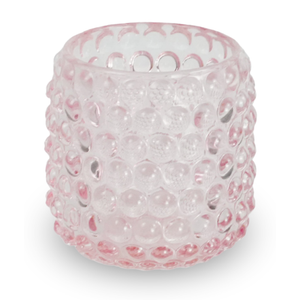 Nelly bougeoir en verre rose 8,5 cm