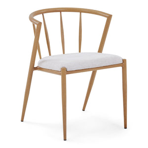 Bella Chaise de salle à manger - aspect chêne avec assise tapissée beige