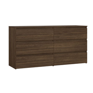 Maise commode H:70 x L:138 x L:41 cm avec 6 tiroirs en aspect chêne fumé