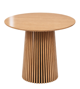 Table de bar Lewis à lamelles en chêne avec pied en colonne - 90 x 105 cm