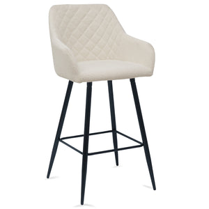 Carlo - Tabouret en bouclé blanc avec accoudoirs 65 cm