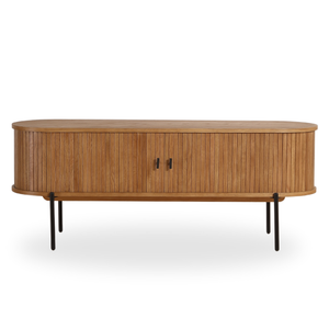 Florence - Meuble TV en chêne avec lamelles 138 x 40 x 55 cm