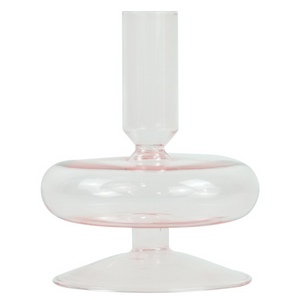 Elly bougeoir en verre rose 12 cm