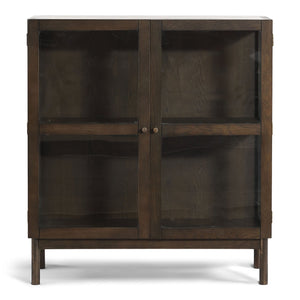 Vitrine Havana en chêne fumé avec 2 portes - 110x40x100 cm