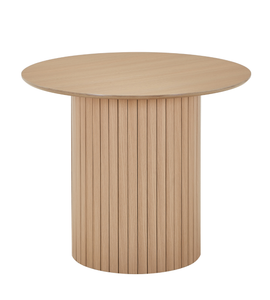 Table à manger Riccardo en mélaminé aspect chêne avec pieds en forme de colonne Ø90 cm
