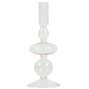 Gracie porte-bougie en verre rose 18 cm