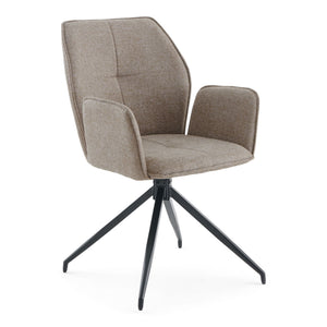 Minna - Chaise de salle à manger en tissu sable avec rotation à 360 degrés