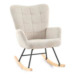 Allison - Fauteuil à bascule avec accoudoirs - Velours beige