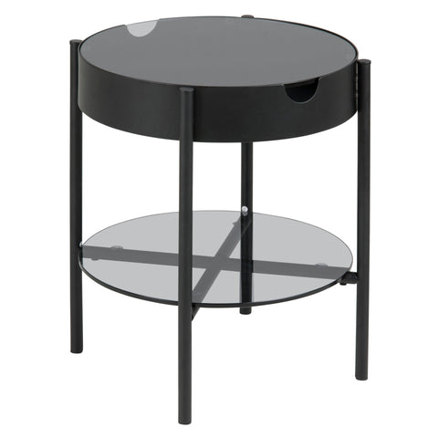 Table basse Tipton en noir avec pieds en verre et métal 50x45x45 cm