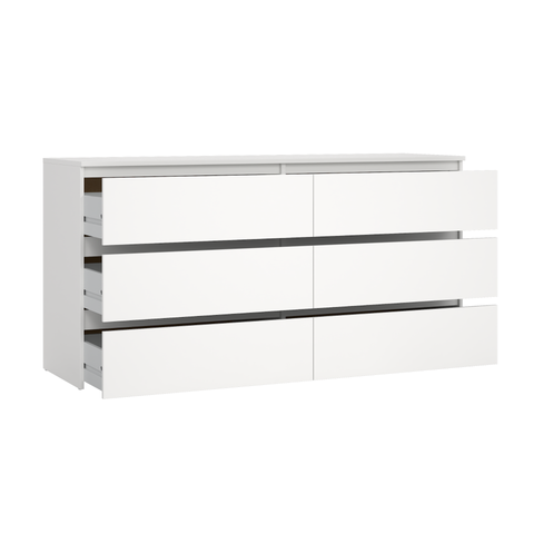 Maise commode 70x138x41 cm avec 6 tiroirs en blanc