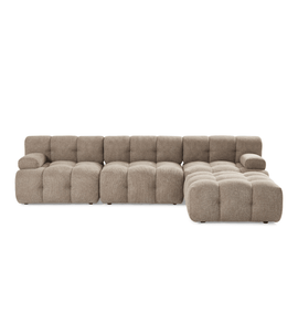 Lilie - canapé modulable couleur sable avec 3 modules et méridienne à droite ou à gauche - L : 285 x P : 190 x H : 64 cm