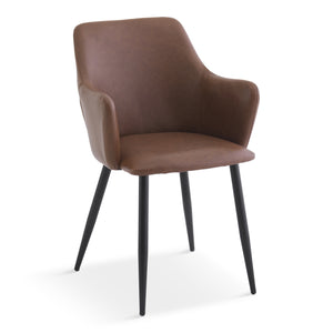 Isabella - chaise de salle à manger en cuir synthétique brun