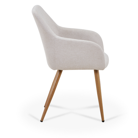 Jenna - Chaise de salle à manger en tissu beige avec aspect chêne