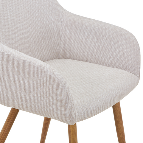 Jenna - Chaise de salle à manger en tissu beige avec aspect chêne