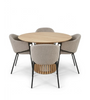 Ensemble de table à manger – Harris ronde aspect chêne + 4 chaises Carolina en bouclé beige