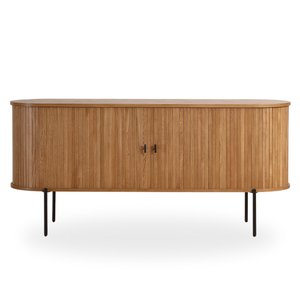 Florence - Armoire de rangement à lattes en chêne 160 x 45 x 75 cm