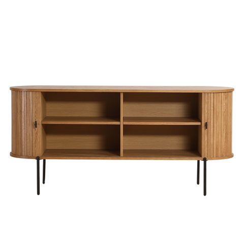 Florence - Armoire de rangement à lattes en chêne 160 x 45 x 75 cm