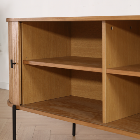 Florence - Armoire de rangement à lattes en chêne 160 x 45 x 75 cm