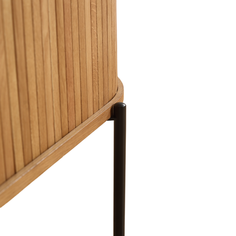 Florence - Armoire de rangement à lattes en chêne 160 x 45 x 75 cm