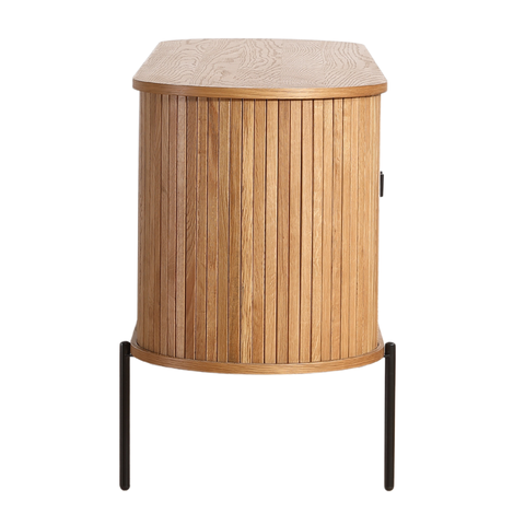 Florence - Armoire de rangement à lattes en chêne 160 x 45 x 75 cm