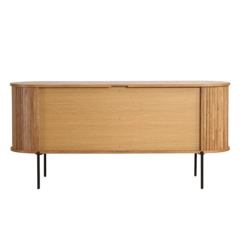 Florence - Armoire de rangement à lattes en chêne 160 x 45 x 75 cm