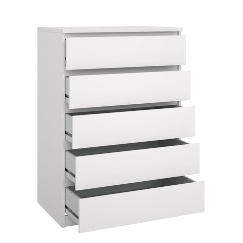 Commode Naia 5 tiroirs blanc H : 111.3 x L : 77 x P : 50 cm