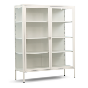 Herman - Vitrine en métal beige/verre 110 x 40 x 140 cm